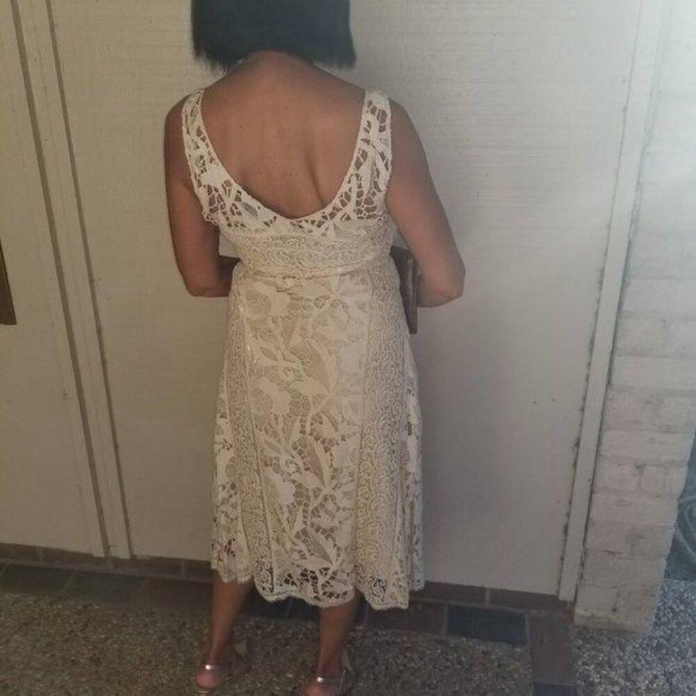 Ralph Lauren Vintage Lace Bridal Dress Size 6 Courthouse Wedding Reception Dress - Picture 5 of 17